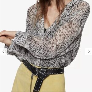 All Saints Bernie Zebra Print Shirt M